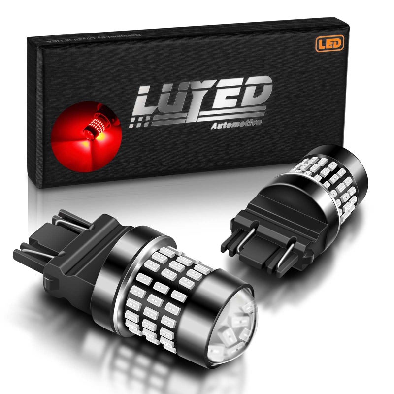 LUYED 3157 LED Bulbs Red 600% Brighter 1800LM, Flicker-Free 12-24V Plug and Play HD Projector, Compatible with 3156 3056 3057 4157 4057 Tail Brake Stop Signal Parking Lights 2PCS - Image 1